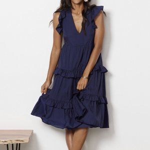 Amanda Uprichard blue Chamiolle ruffled midi dress